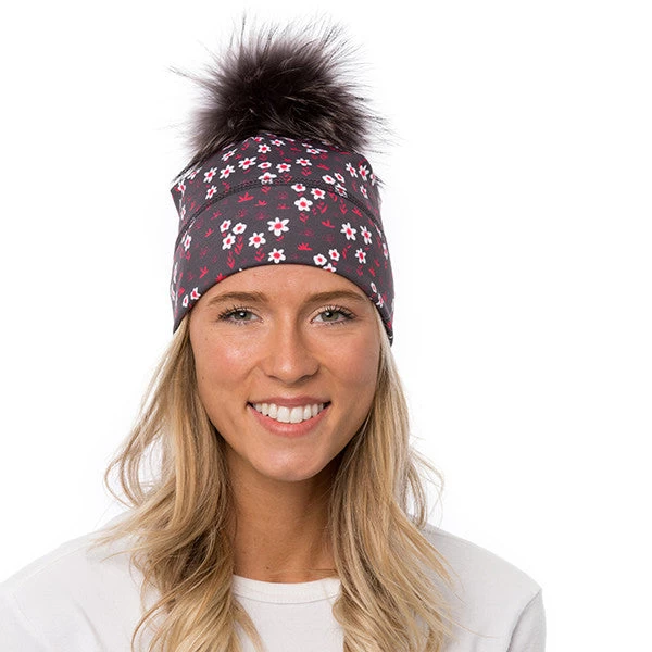 TUQUE POMPON PETITES FLEURS – Image 2